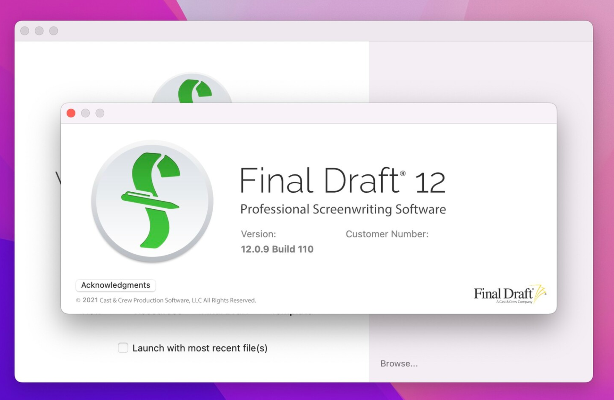 Final Draft 12 for Mac v12.0.9 Build 110 专业剧本编辑器-1