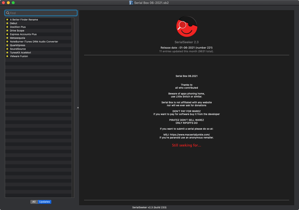 Serial Box & Serial Seeker for Mac v10-2023 序列号查询工具-1