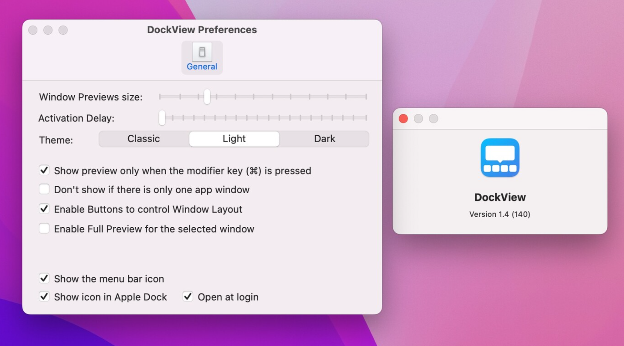 DockView for Mac v1.4.0 Dock窗口预览工具-1