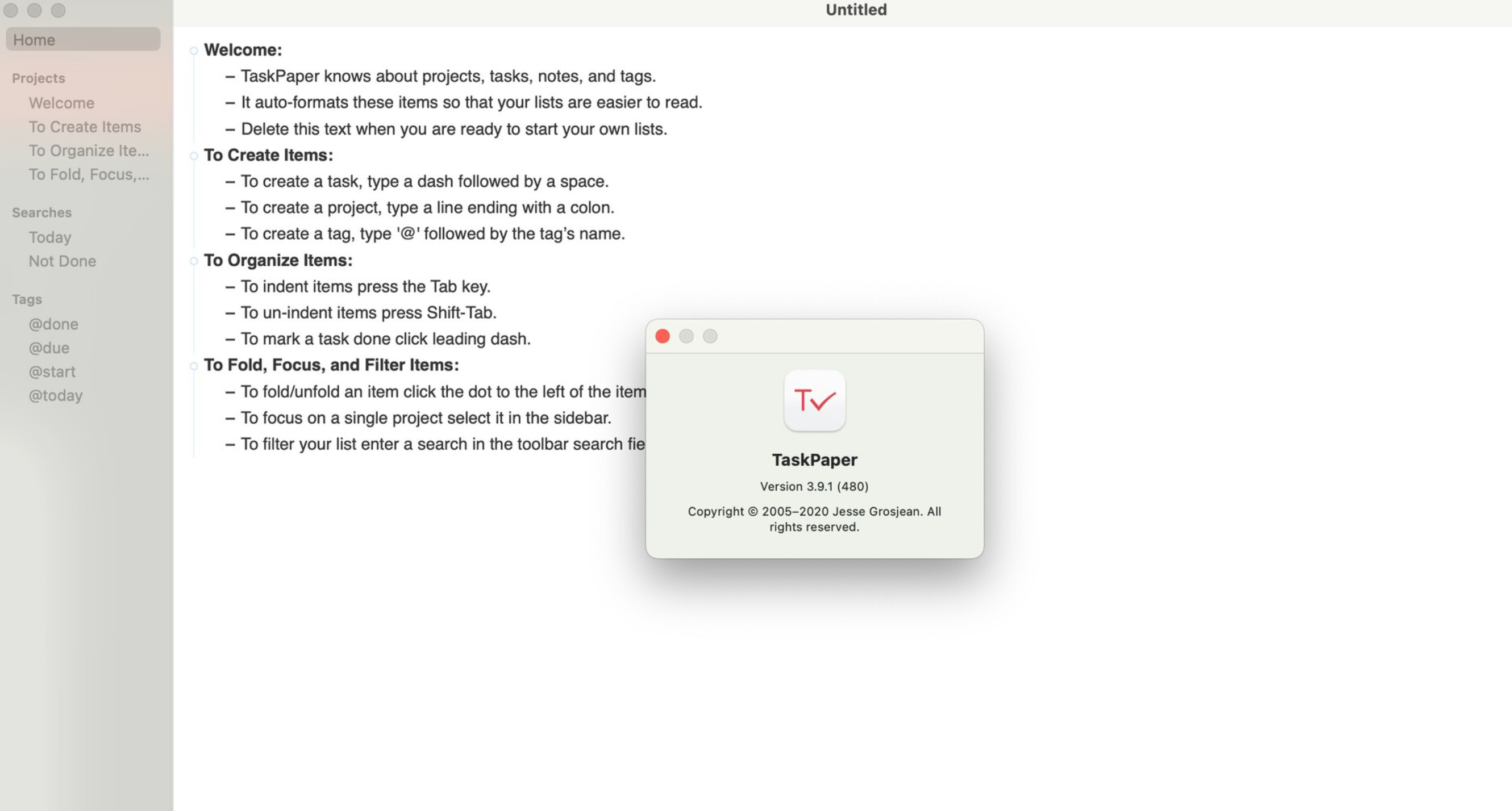 TaskPaper for Mac v3.9.1 纯文本GTD工具-1