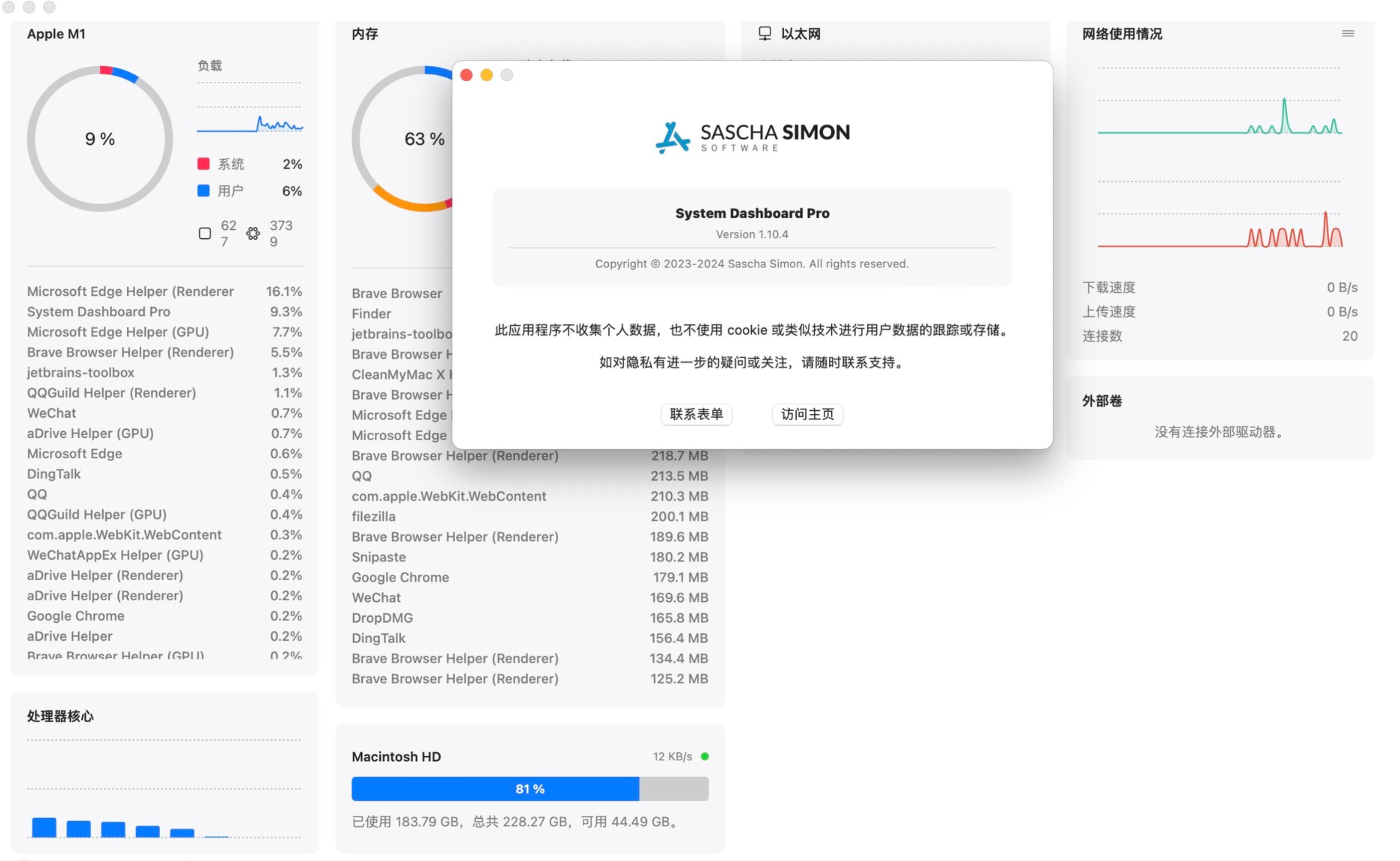 System Dashboard Pro for Mac v1.10.4 实时系统监控工具-1