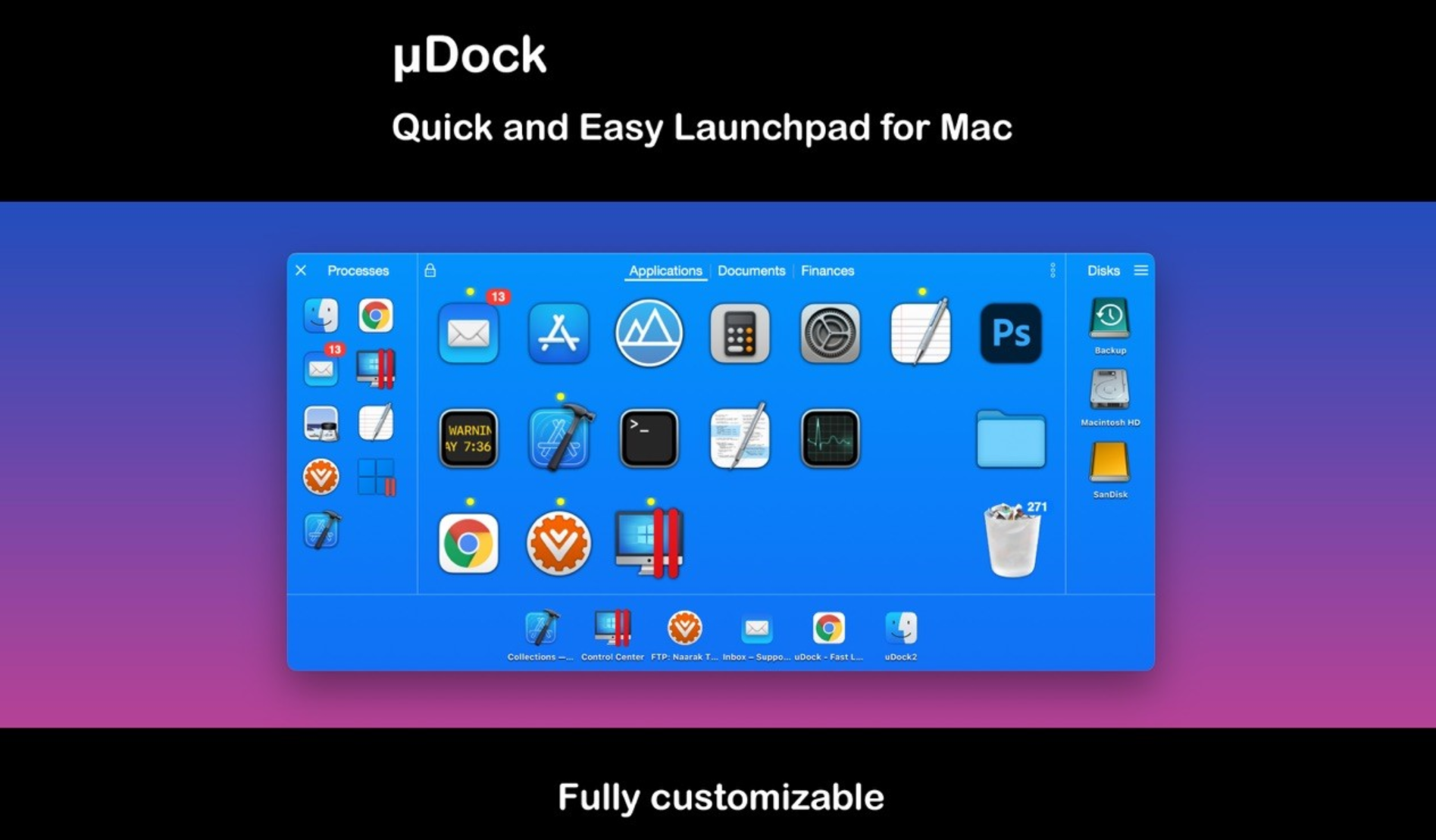 uDock for Mac v4.2.0 应用程序快速启动管理器-1