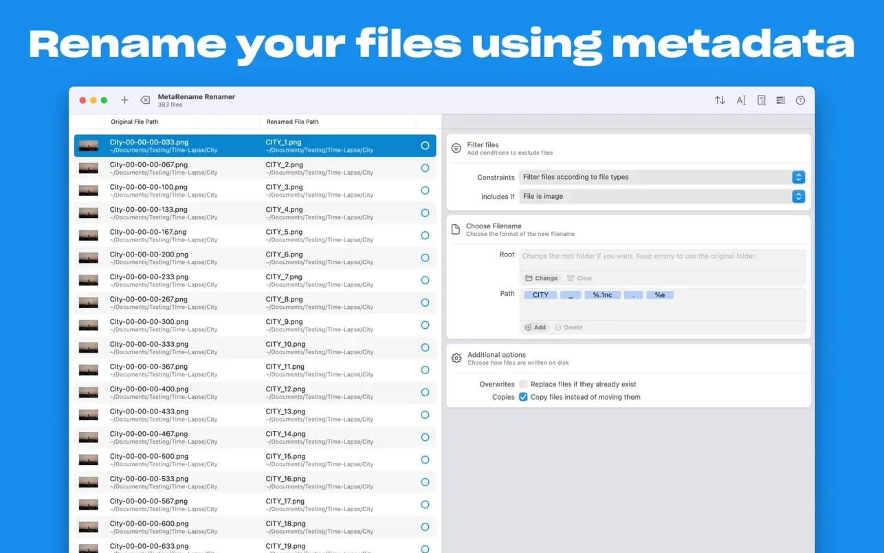 MetaRename for Mac v1.0.10 简单易用的文件批量重命名工具-1