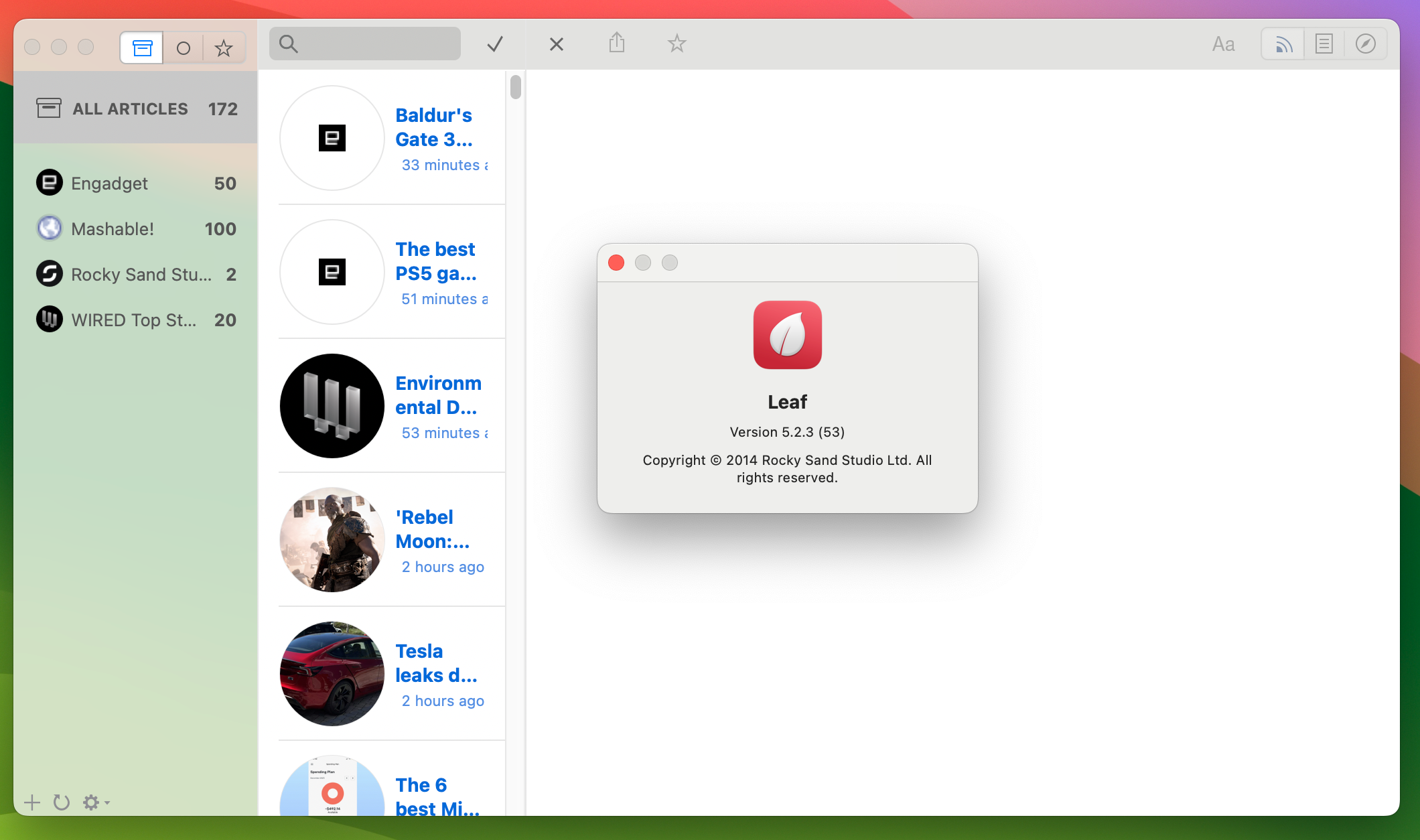 Leaf for Mac v5.2.3 好用的rss阅读器-1