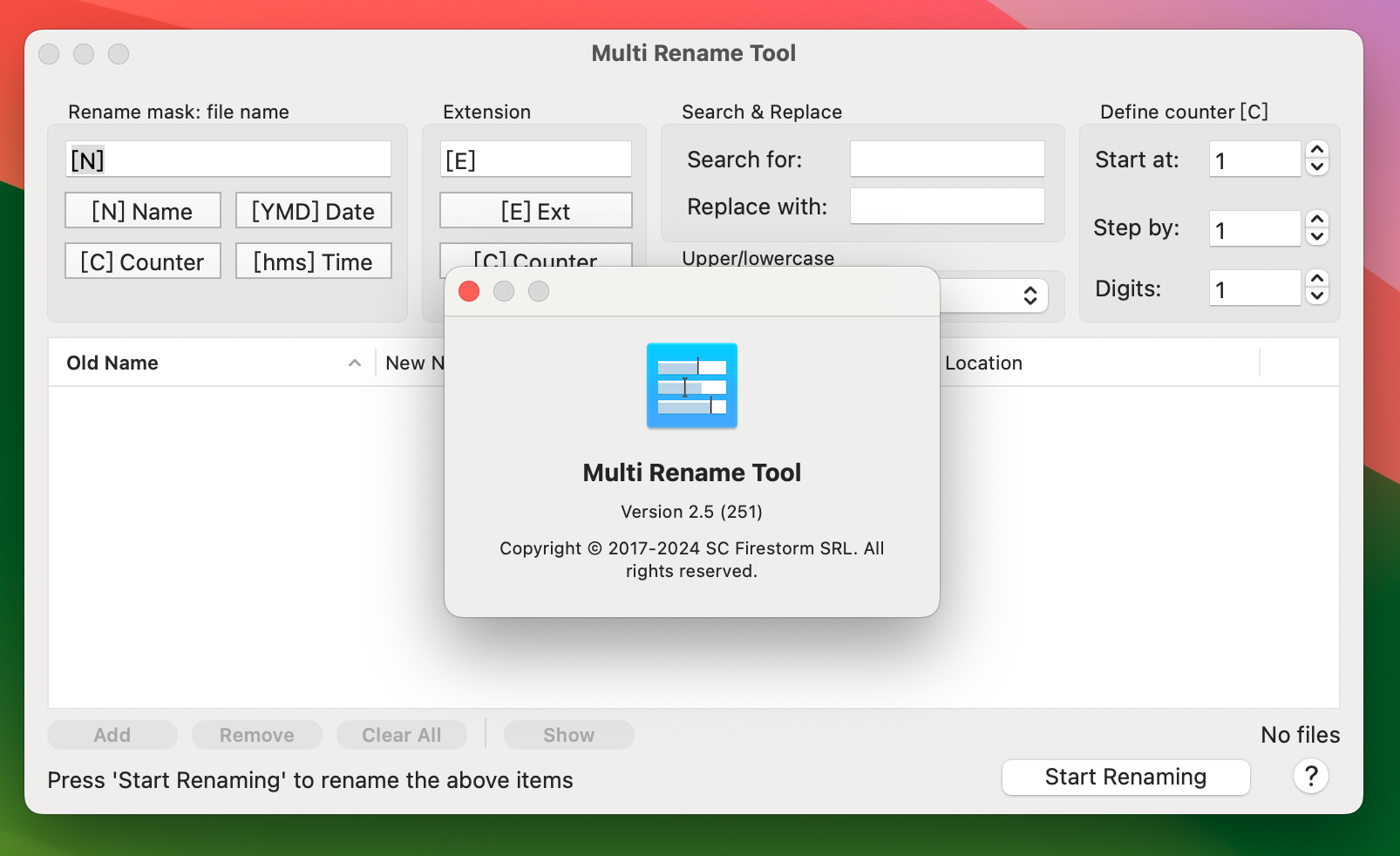 Multi Rename Tool for Mac v2.5 批量重命名工具-1