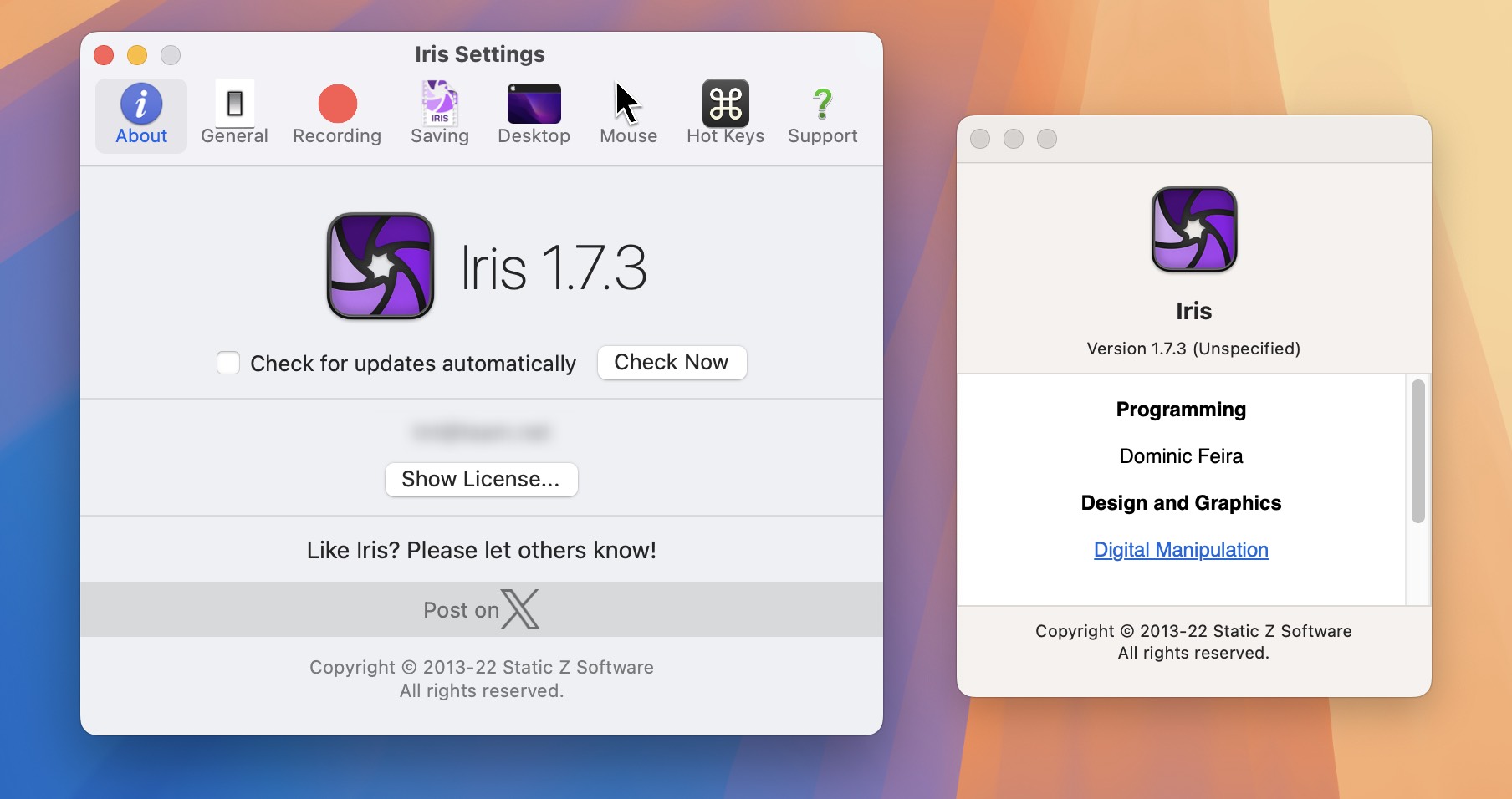 Iris for Mac v1.7.3 简单好用的录屏软件-1