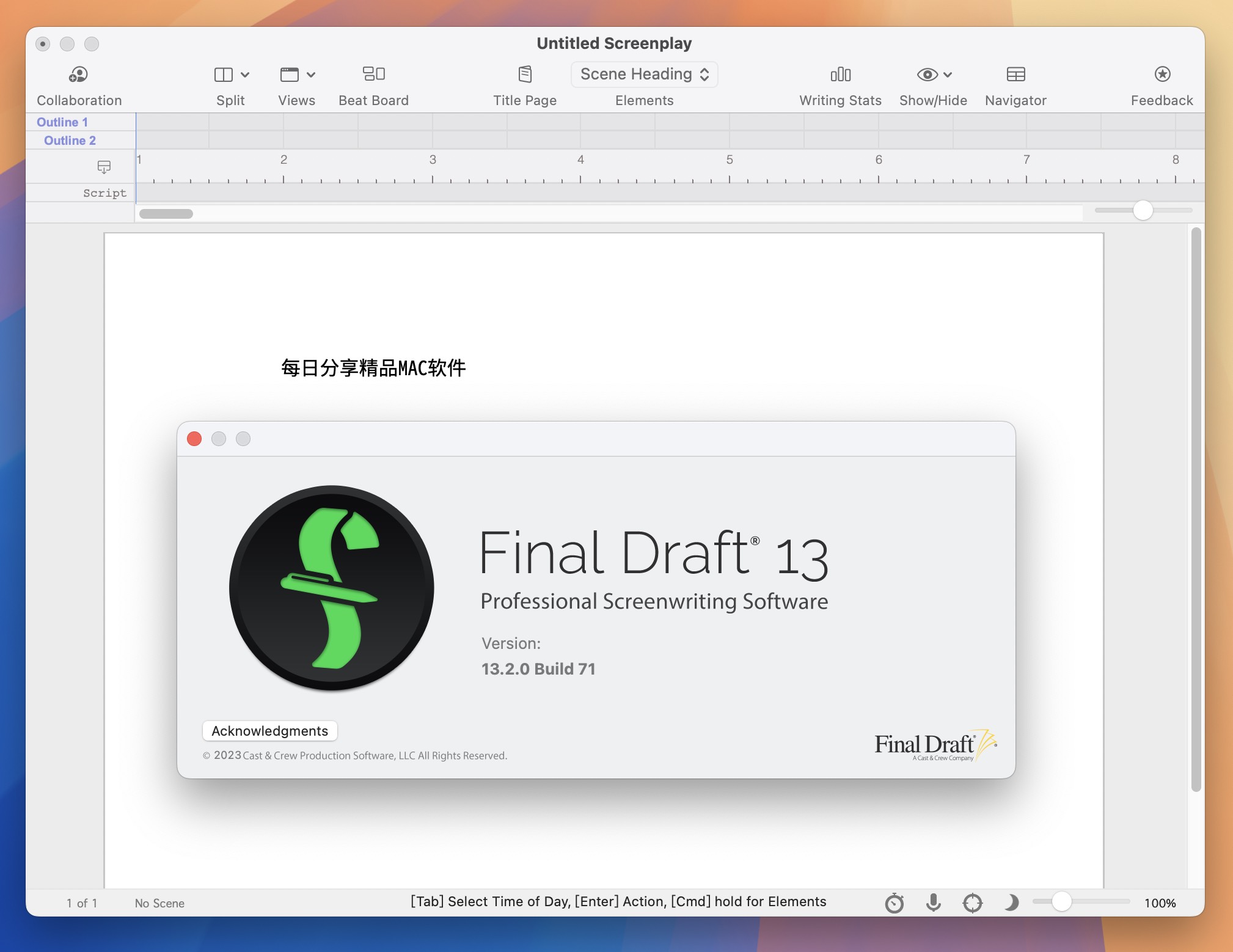 Final Draft 13 for Mac v13.2.0 剧本写作软件-1