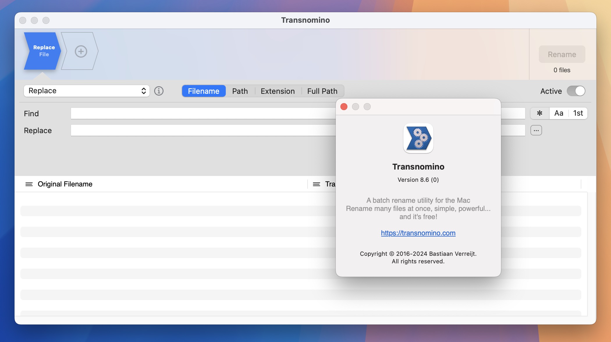 Transnomino for Mac v8.6 文件批量重命名工具-1