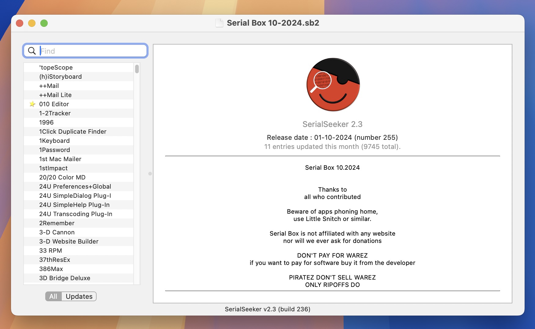 Serial Box & Serial Seeker for Mac v2024.10 序列号查询工具-1