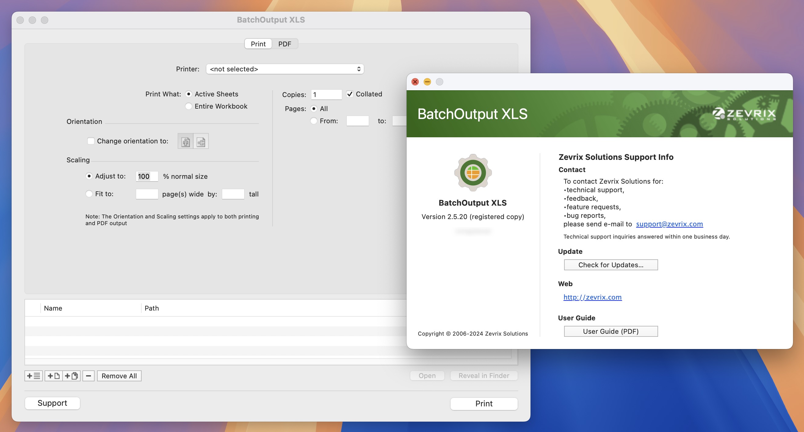 BatchOutput XLS for Mac v2.5.20 PDF打印管理软件-1