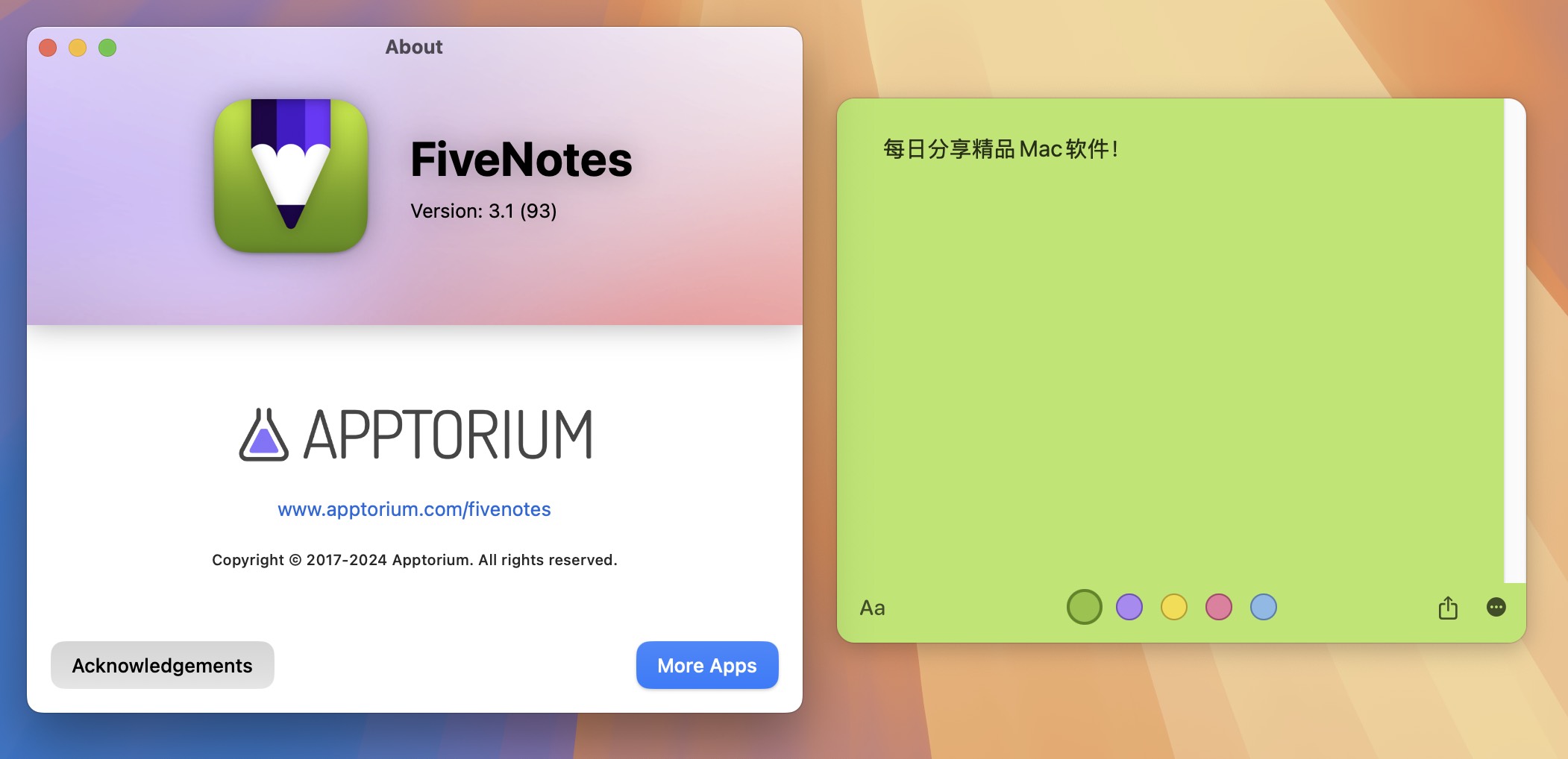 FiveNotes for Mac v3.1.0 高效便签工具-1