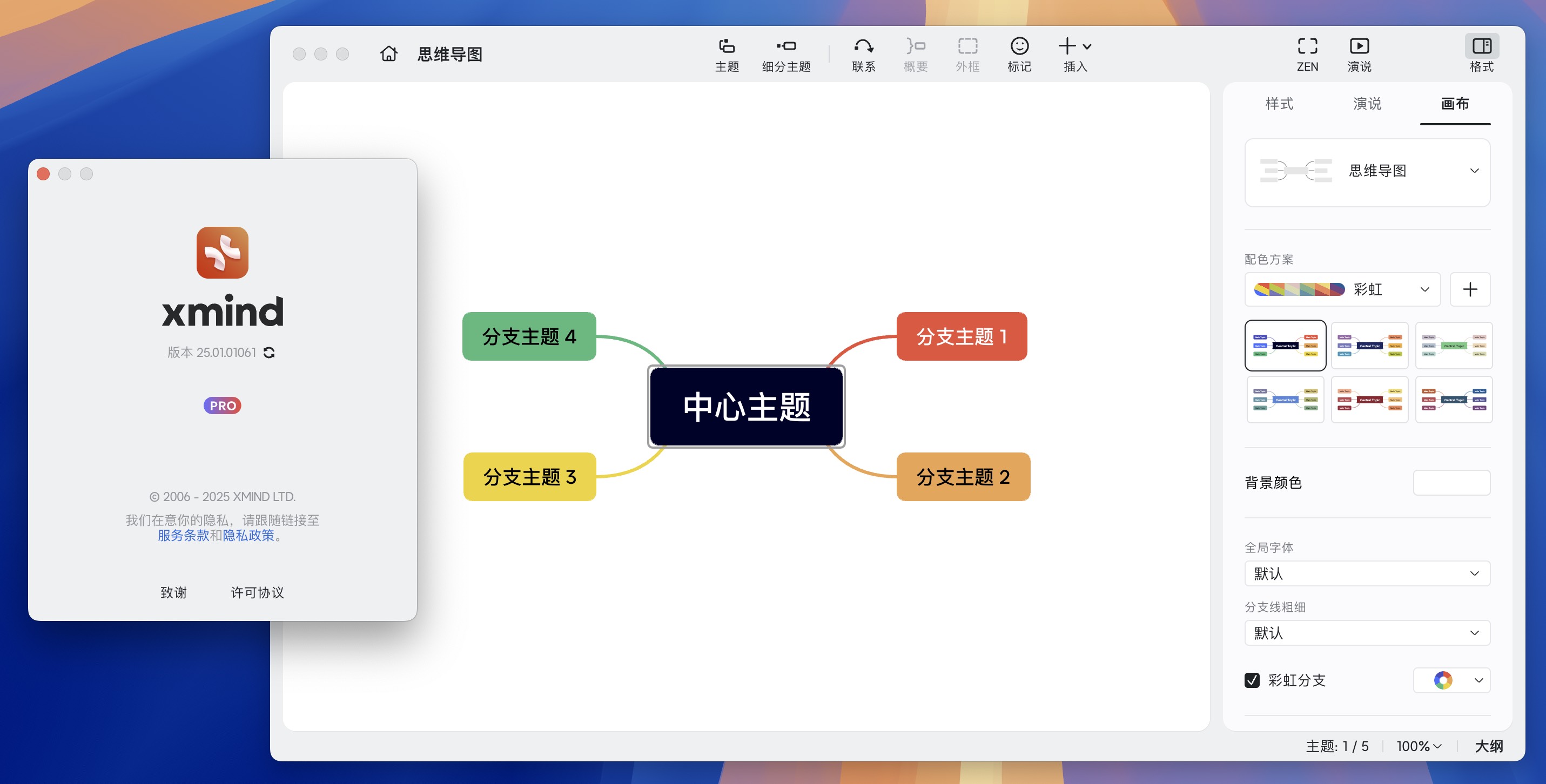 XMind PRO for Mac v25.01.01061 思维导图软件-1 XMind PRO for Mac v25.01.01061 思维导图软件-1
