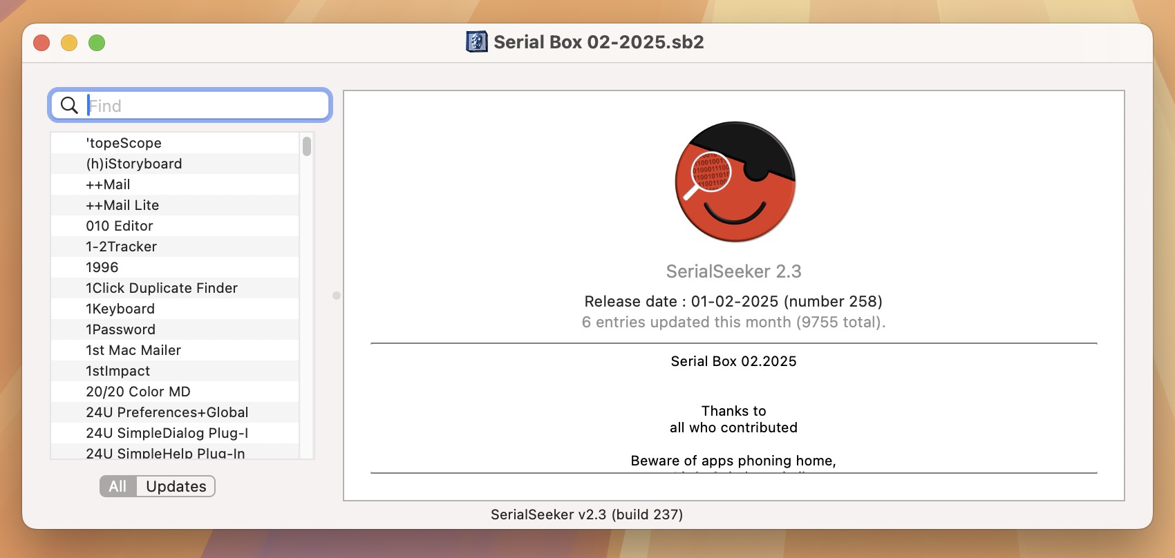 Serial Box & Serial Seeker for Mac v2025.2 序列号查询工具-1