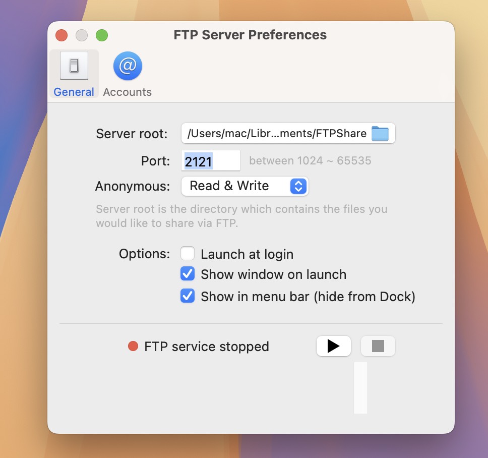 FTP Server for Mac v1.2.1 本地FTP服务器-1