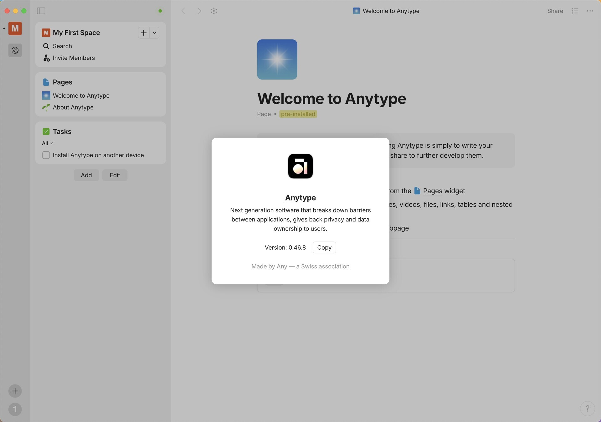 anytype for Mac v0.46.8 去中心化数位笔记软件-1